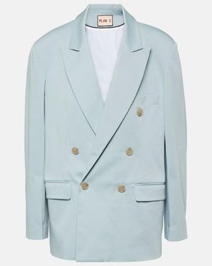 Plan C Oversized Cotton-Blend Blazer - Blue
