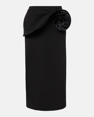 Magda Butrym Midi Skirt With Maxi 3D Floral Detail - Black