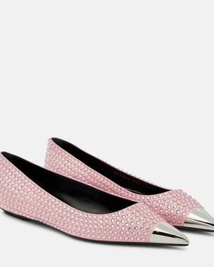 Area Rhinestone-Embellished Ballet Flats - Pink