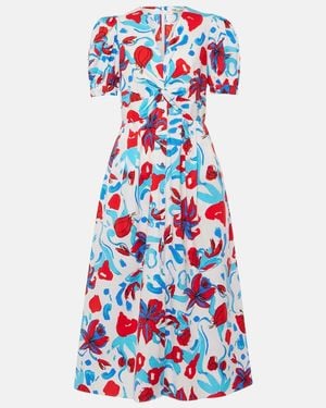 Diane von Furstenberg Heather Floral Cotton-Blend Midi Dress - White
