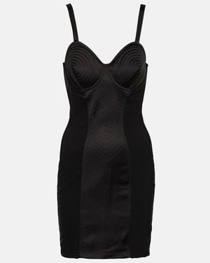Jean Paul Gaultier Flower Corset-bodice Stretch-woven Mini Dress - Black