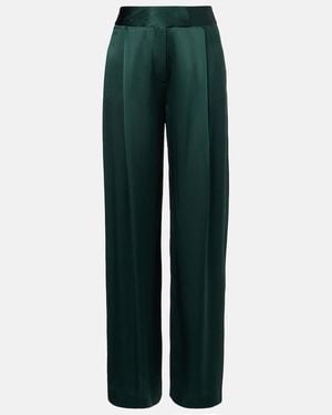 The Sei Silk Satin Wide-Leg Pants - Green