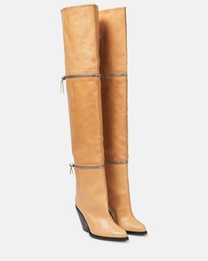 Isabel Marant Lelodie Leather Over The Knee Boots - Brown