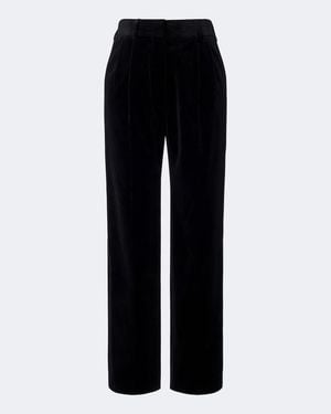 Blazé Milano Fox Pleated Cotton Velvet Straight Pants - Black