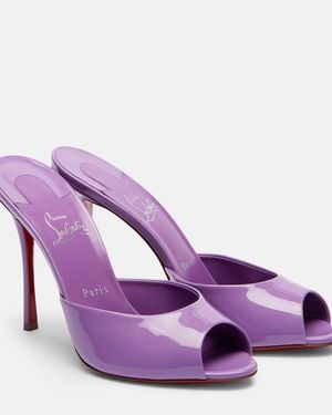 Christian Louboutin Me Dolly 100 Patent Leather Mules - Purple