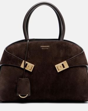 Ferragamo Hug Suede Tote Bag - Black