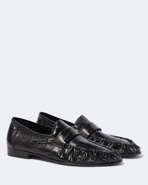 The Row Soft Two Eel Leather Penny Loafers - Black