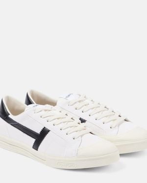 Tom Ford Logo Leather Trainers - White