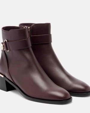 Jimmy Choo Noor 45 Embellished Leather Ankle Boots - Brown