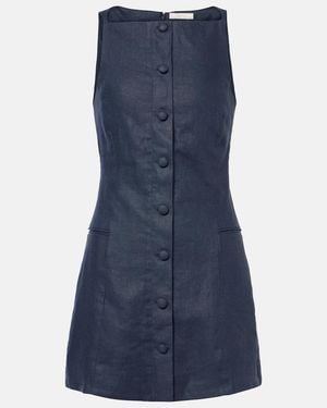 Faithfull the Brand Ambra Linen Minidress - Blue