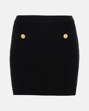 Alessandra Rich Wool And Cashmere Miniskirt - Black