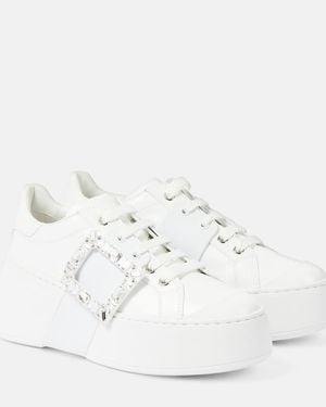 Roger Vivier Viv' Skate Leather Sneakers - White