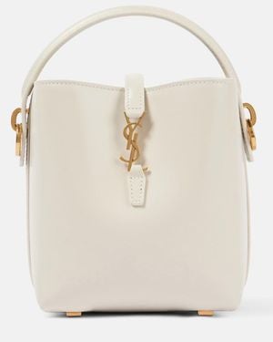 Saint Laurent Bucket Bag Le 37 Mini Aus Leder - Weiß