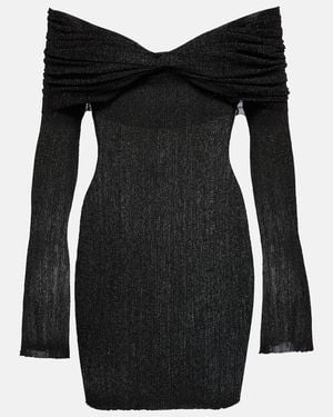 AYA MUSE Off-Shoulder Ribbed-Knit Lame Minidress - Black