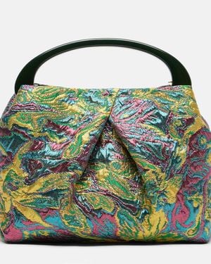 Dries Van Noten Crisp Small Jacquard Top-Handle Bag - Green