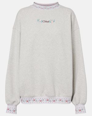 Chloé Embroidered Cotton Jersey Sweatshirt - White