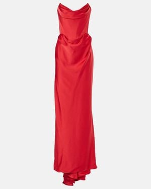 Vivienne Westwood Off-Shoulder Satin Gown - Red