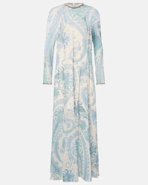 Zimmermann Illuminate Beaded Paisley Maxi Dress - Blue