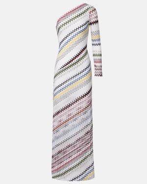 Missoni Zigzag Asymmetric Maxi Dress - White