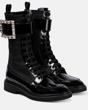 Roger Vivier Viv' Rangers Strass Ankle Boots - Black