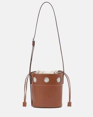 Miu Miu Perforated Leather Bucket Bag - White