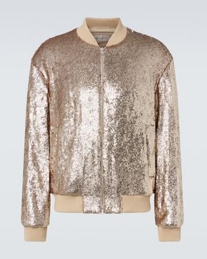 Dries Van Noten Sequined Bomber Jacket - Brown