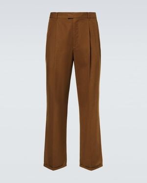 The Row Belamy Cotton-Blend Gabardine Straight Trousers - Brown