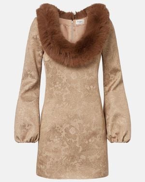 Saint Laurent Brocade Minidress - Brown