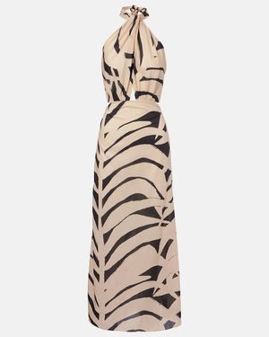 Johanna Ortiz Printed Cutout Halterneck Cotton Maxi Dress - Natural