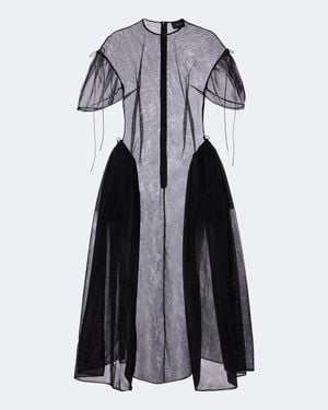Simone Rocha Midikleid Aus Tuell - Schwarz