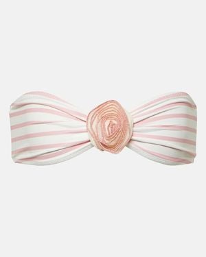 SAME Rose Floral-Applique Bandeau Bikini Top - Natural