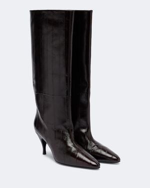 Herbert Levine Kniehohe Stiefel Silhouette Aus Leder - Schwarz