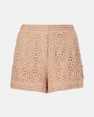 Elie Saab Macrame Cotton-Blend Shorts - Natural