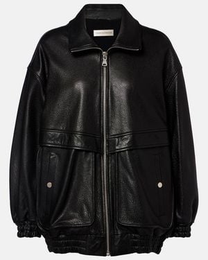 Nour Hammour Beck Leather Bomber Jacket - Black