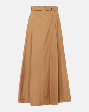 Max Mara Pleated Cotton Poplin Maxi Skirt - Natural