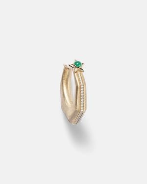 Marie Lichtenberg Pendiente Individual Baba Gran De Oro De 18 Ct Con Diamantes Y Esmeralda - Blanco