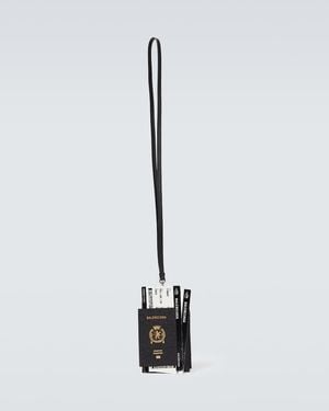 Balenciaga Porte-Telephone Et Passeport Borde De Cuir - Noir