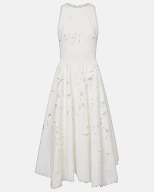 Costarellos Arianne Floral Lace Midi Dress - White
