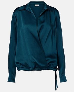 Dries Van Noten Satin Wrap Top - Blue