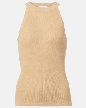 Max Mara Lolly Linen And Silk-Blend Top - Natural