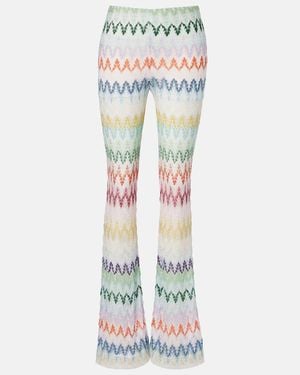 Missoni Open-Knit Lame Flared Trousers - Green