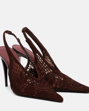 Magda Butrym Crochet-Trimmed Leather Slingback Court Shoes - Brown