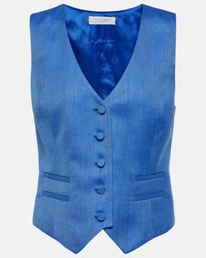 Gabriela Hearst Coleridge Wool, Silk, And Linen Vest - Blue
