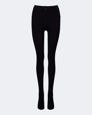 Loewe Leather-Trimmed Ribbed-Knit Leggings - Black