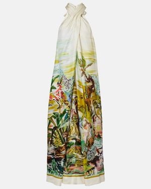 ALÉMAIS Jungle Boogie Halterneck Silk Maxi Dress - Metallic