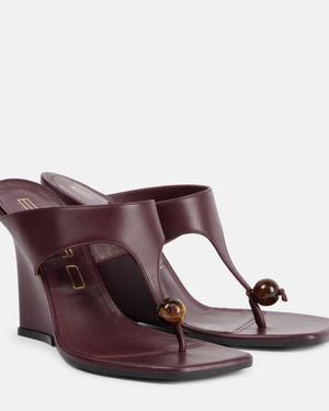 Etro 90 Leather Wedge Sandals - Brown