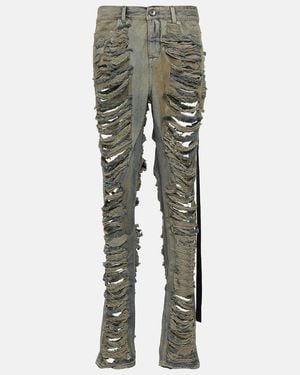 Rick Owens Drkshdw Jeans De Tiro Bajo Desgastados - Verde