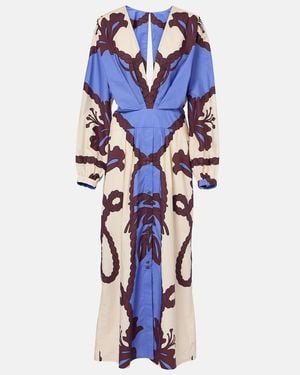 Johanna Ortiz Latitud Marina Printed Cotton Midi Dress - Blue