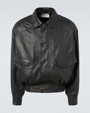 Saint Laurent Leather Bomber Jacket - Black