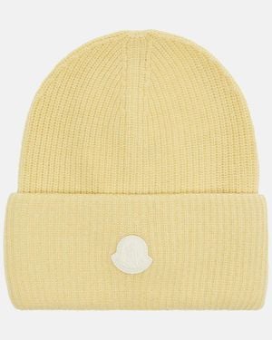Moncler Logo Wool And Cashmere Beanie - Yellow